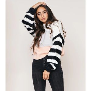 Lumière Fuzzy Striped Sweater